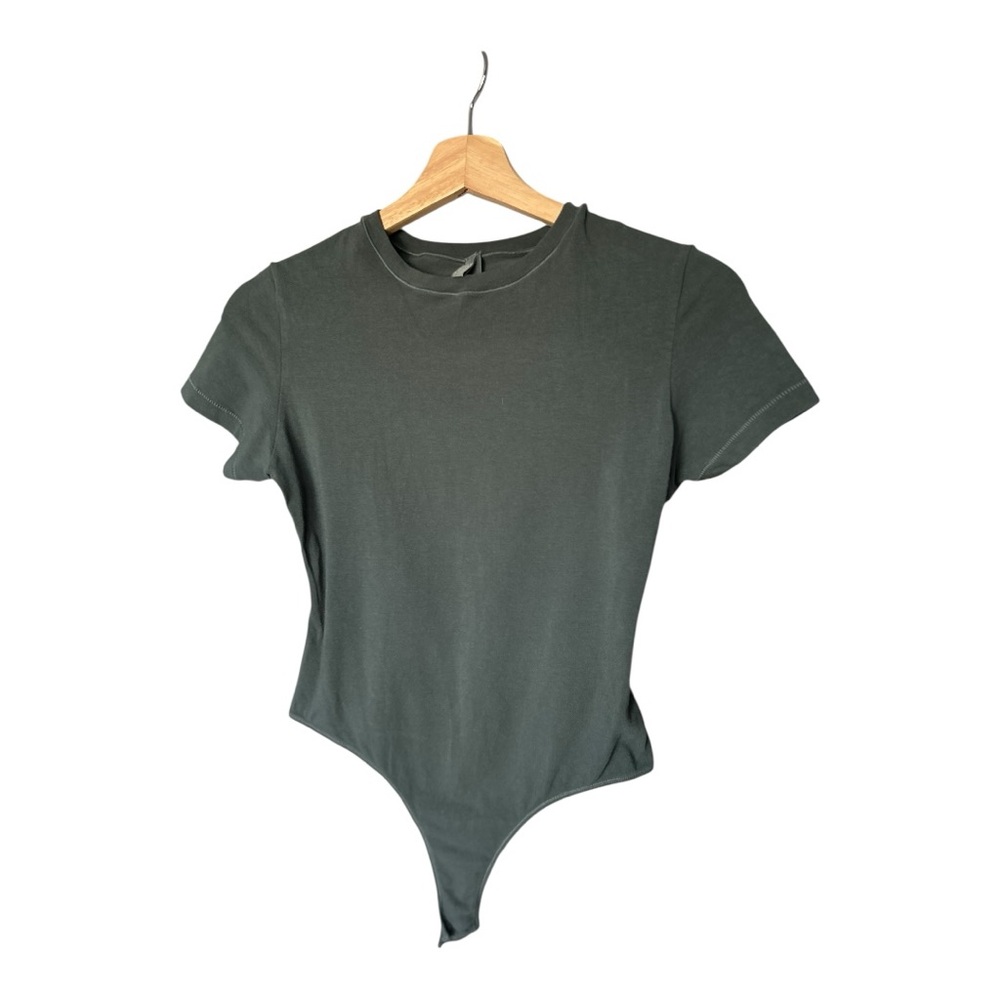 SKIMS Short Sleeve Cotton 2.0 Jersey T-shirt Bodysuit In Deep Sea